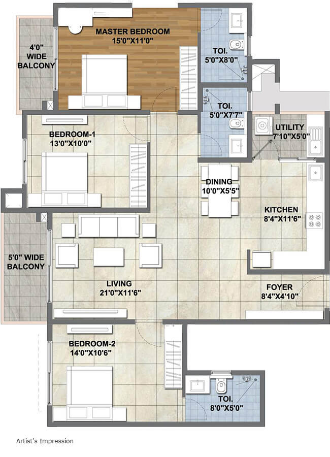 3 BHK Floor Plan